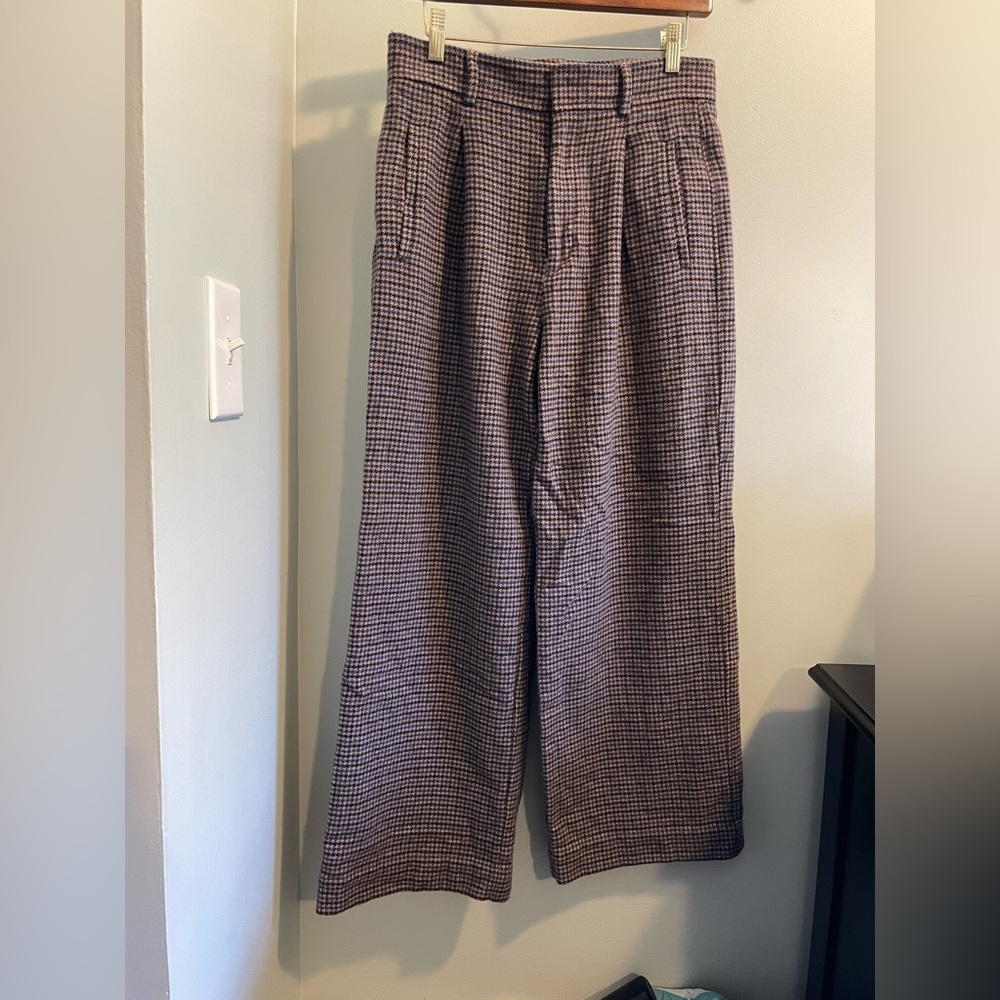 Everlane The Drape Pant, Wool, Brown/Blue Houndstooth - Picture 11 of 14